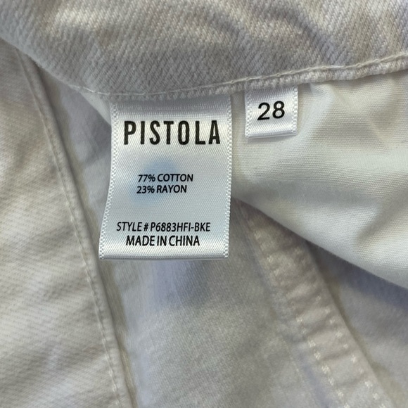Pistola High Rise Straight Leg Jeans White Distressed Raw Hem Size 28 Button Fly - Picture 5 of 11